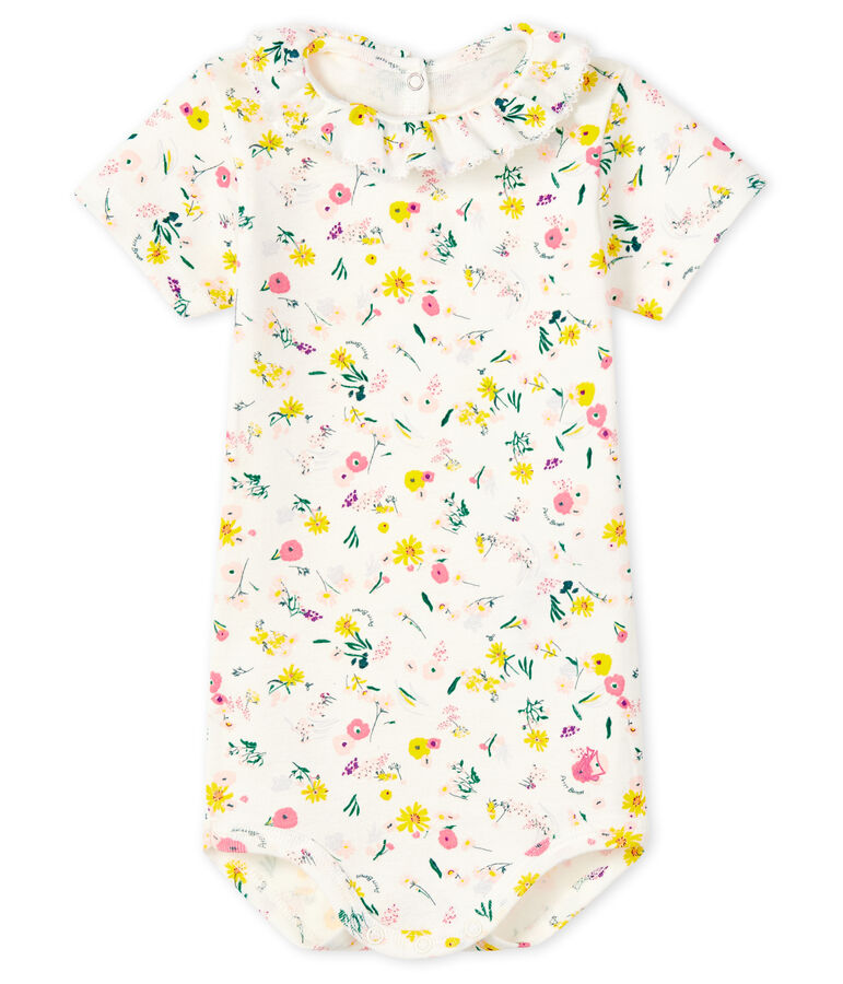 Body b&eacute;b&eacute; fille &agrave; collerette blanc MARSHMALLOW/blanc MULTICO