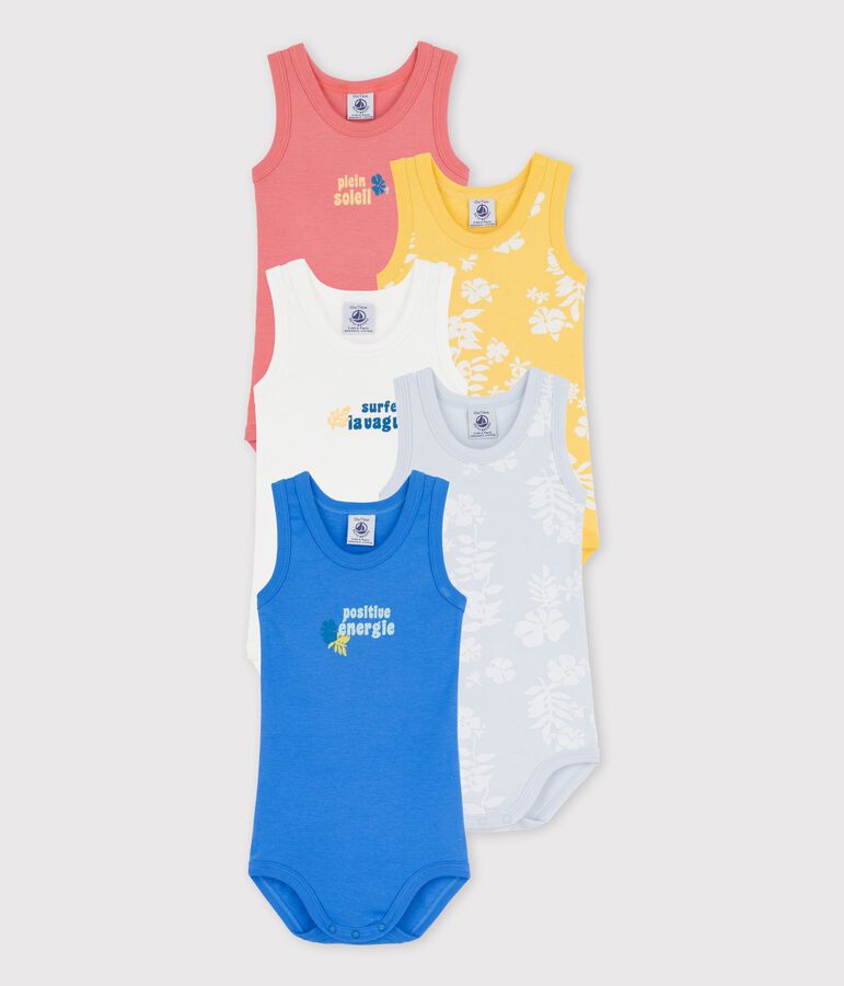 Lot de 5 bodies hawa&iuml; sans manches en coton multicouleur