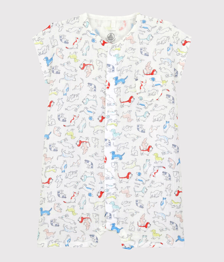 Combicourt chiots color&eacute;s b&eacute;b&eacute; en tissu couche en coton biologique blanc MARSHMALLOW/blanc MULTICO