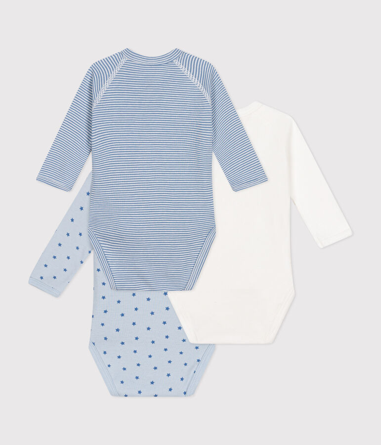 Lot de 3 bodies crois&eacute;s manches longues en coton b&eacute;b&eacute; multicouleur