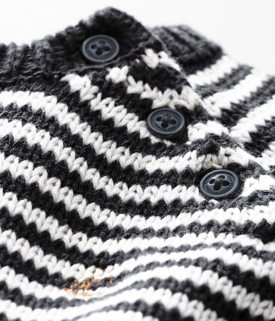 Pull milleraies bébé garçon gris CAPECOD/blanc MARSHMALLOW