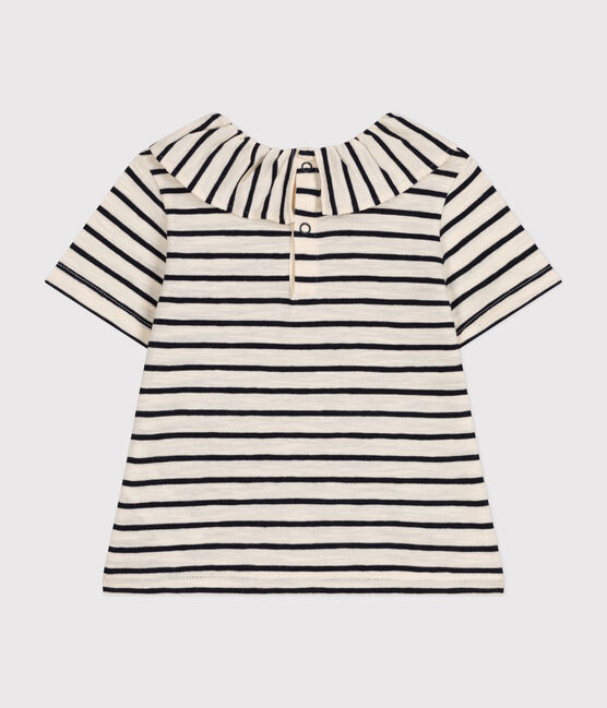 Blouse manches courtes en jersey bébé blanc AVALANCHE/bleu SMOKING