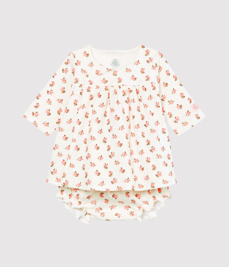 Robe et bloomer b&eacute;b&eacute; fille blanc/multicouleur