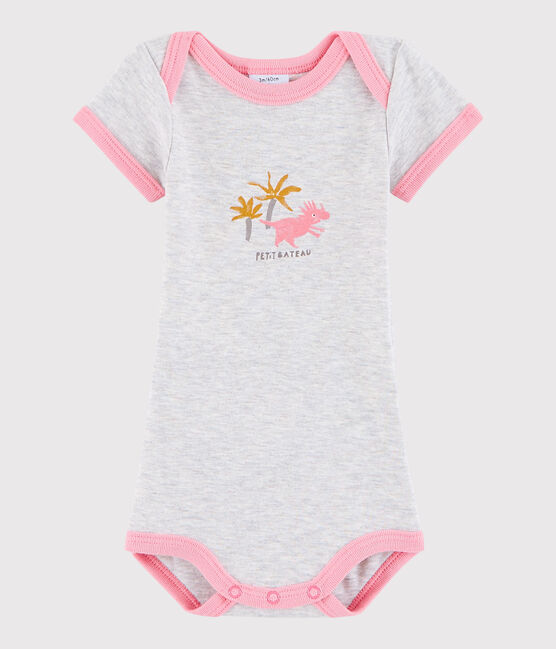 Body manches courtes bébé fille gris BELUGA/rose GRETEL