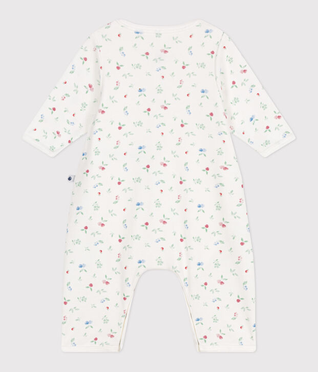 Bodyjama b&eacute;b&eacute; en coton sans pieds fruits blanc/multicouleur