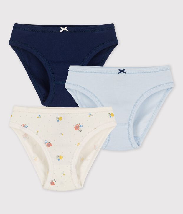 Lot de 3 culottes fleurs petite fille en coton biologique multicouleur