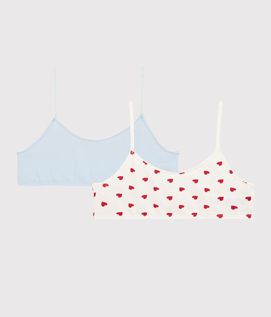 Lot de 2 brassières cœur rouge fille en coton biologique  et elasthanne variante 1