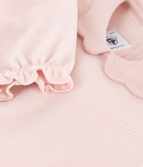Pyjama bébé uni rose en velours rose SALINE