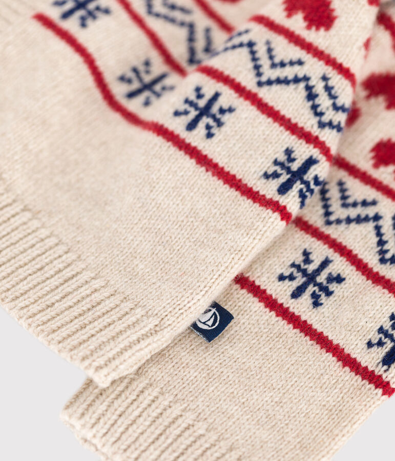 Cardigan en tricot contenant de la laine b&eacute;b&eacute; blanc AVALANCHE/ MULTICO