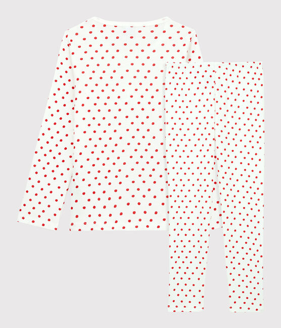 Pyjama pois rouges petite fille en coton blanc MARSHMALLOW/rouge PEPS