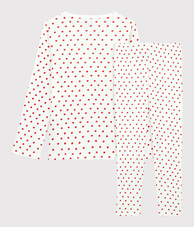 Pyjama pois rouges petite fille en coton blanc MARSHMALLOW/rouge PEPS