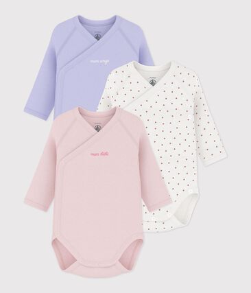 Lot de bodies croisés manches longues en coton imprimé bébé
