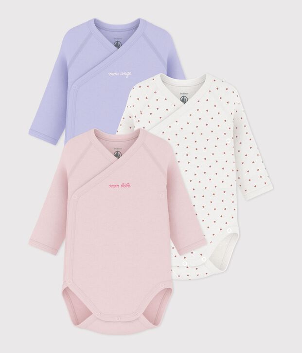 Lot de bodies crois&eacute;s manches longues en coton imprim&eacute; b&eacute;b&eacute; multicouleur