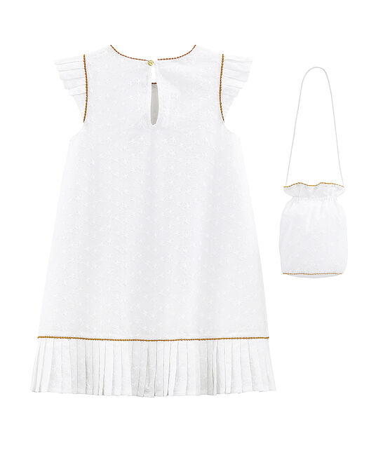 Robe et son sac de cérémonie enfant fille blanc ECUME