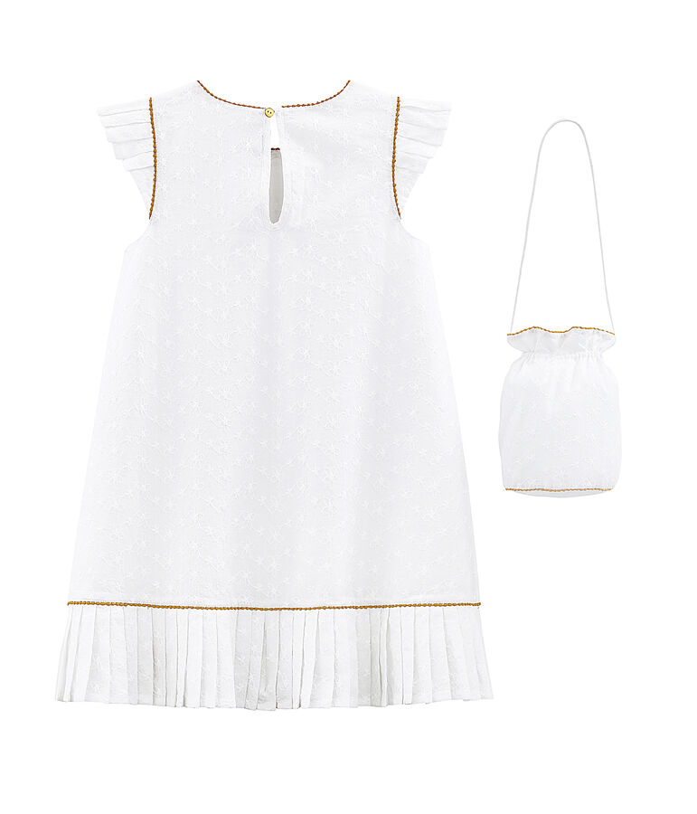 Robe et son sac de c&eacute;r&eacute;monie enfant fille blanc ECUME