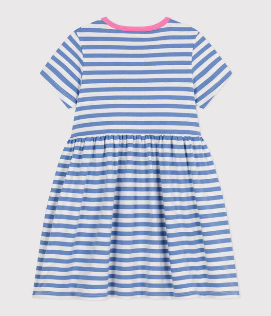 Robe rayée manches courtes en coton enfant fille GAULOISE/ MARSHMALLOW