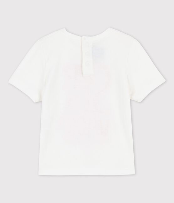 Tee-shirt manches courtes avec motif en coton bébé blanc MARSHMALLOW