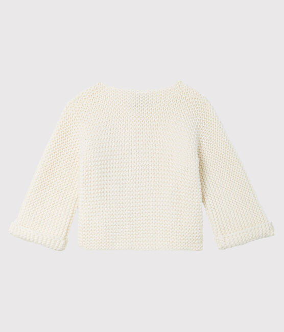 Cardigan laine et coton point mousse bébé fille blanc MARSHMALLOW