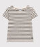 Tee-shirt rayé en jersey flammé enfant fille blanc AVALANCHE/bleu SMOKING