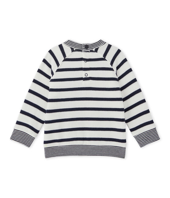 Sweat shirt bébé garçon rayures marinières blanc MARSHMALLOW/bleu SMOKING