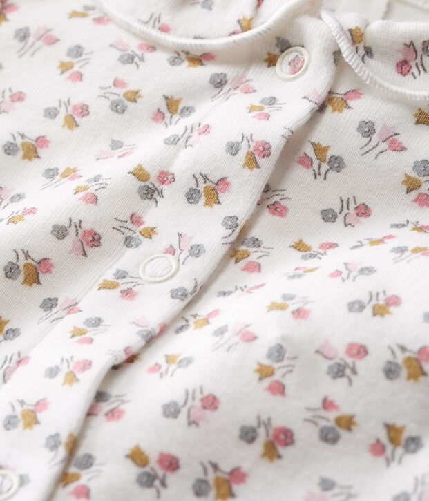 Body naissance manches longues b&eacute;b&eacute; fille en c&ocirc;te blanc/rose/multicouleur