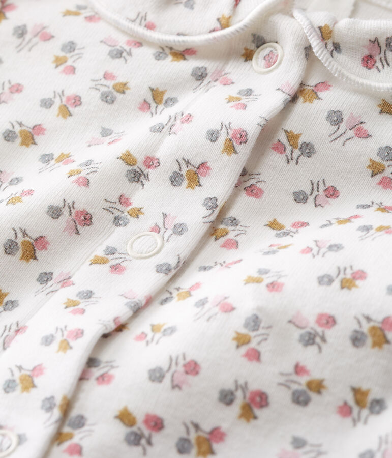 Body naissance manches longues b&eacute;b&eacute; fille en c&ocirc;te blanc/rose/multicouleur