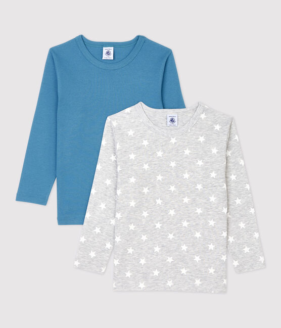Lot de 2 tee shirts manches longues imprimé étoiles petit garçon en coton variante 1