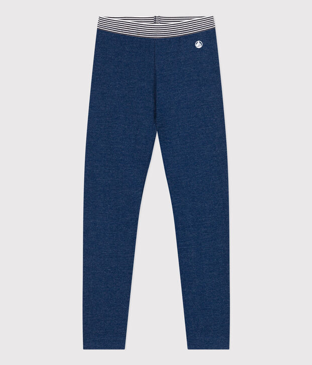 Jegging en molleton effet denim enfant fille bleu/beige
