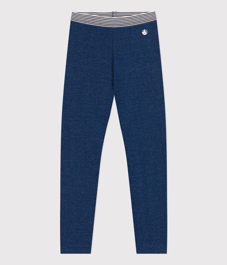 Jegging en molleton effet denim enfant fille bleu MEDIEVAL/beige ECRU