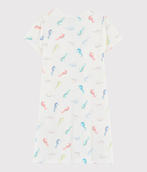 Chemise de nuit d&eacute;guisement en coton blanc/multicouleur