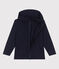 Sweatshirt zippé à capuche enfant en coton uni bleu SMOKING