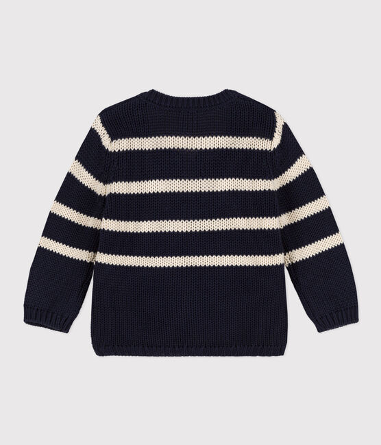 Cardigan bébé en tricot de coton rayé bleu SMOKING/ AVALANCHE