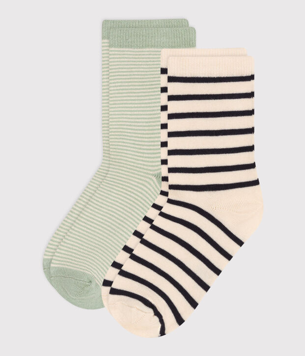 2 paires de chaussettes en coton rayures enfant multicouleur