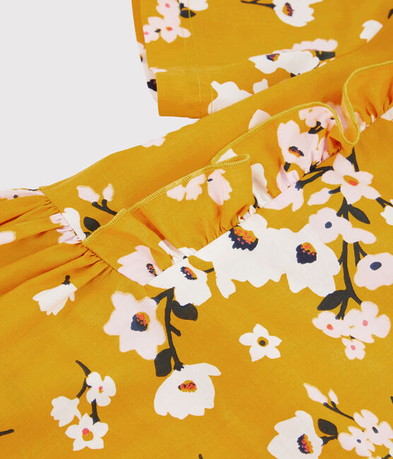 Robe manches courtes enfant fille jaune BOUDOR/ MULTICO