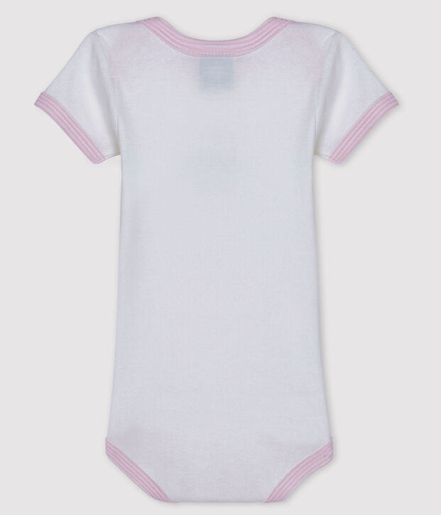 Body manches courtes b&eacute;b&eacute; fille blanc/rose