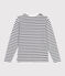 Pull marin femme en coton &agrave; rayures blanc/bleu
