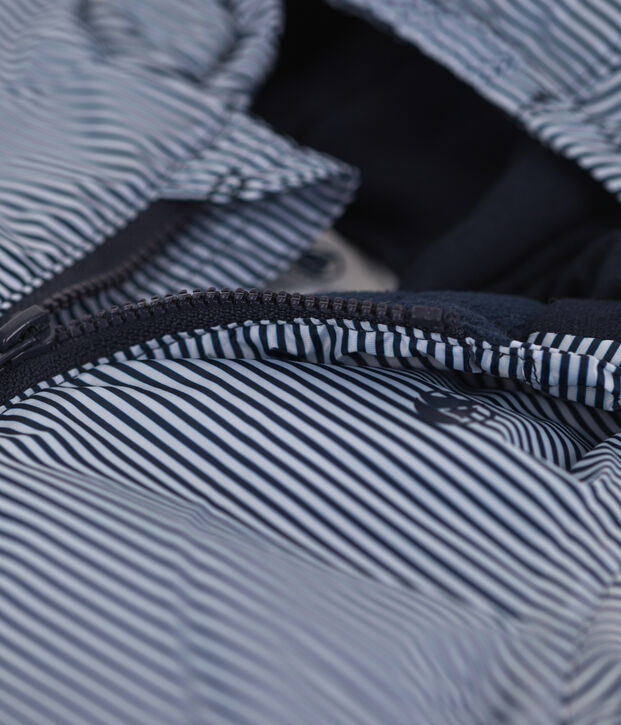 Coupe-vent chaud en polyester recycl&eacute; b&eacute;b&eacute; bleu/blanc