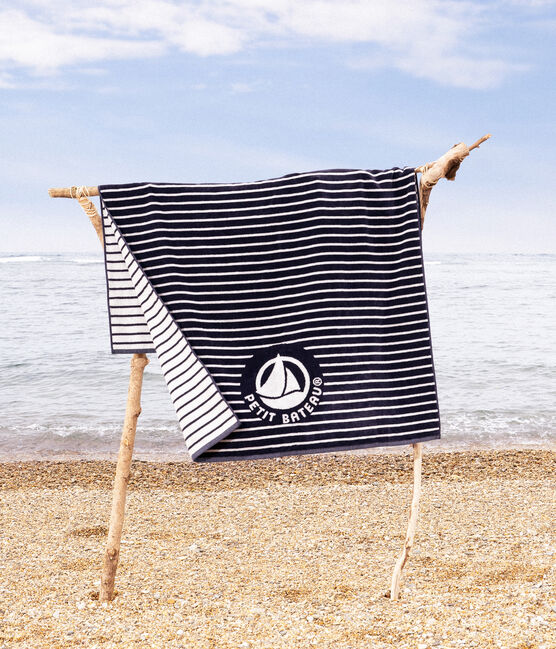 Serviette de plage bleu SMOKING/blanc MARSHMALLOW