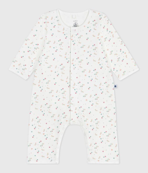 Bodyjama b&eacute;b&eacute; sans pieds en coton imprim&eacute; fleuri blanc/multicouleur