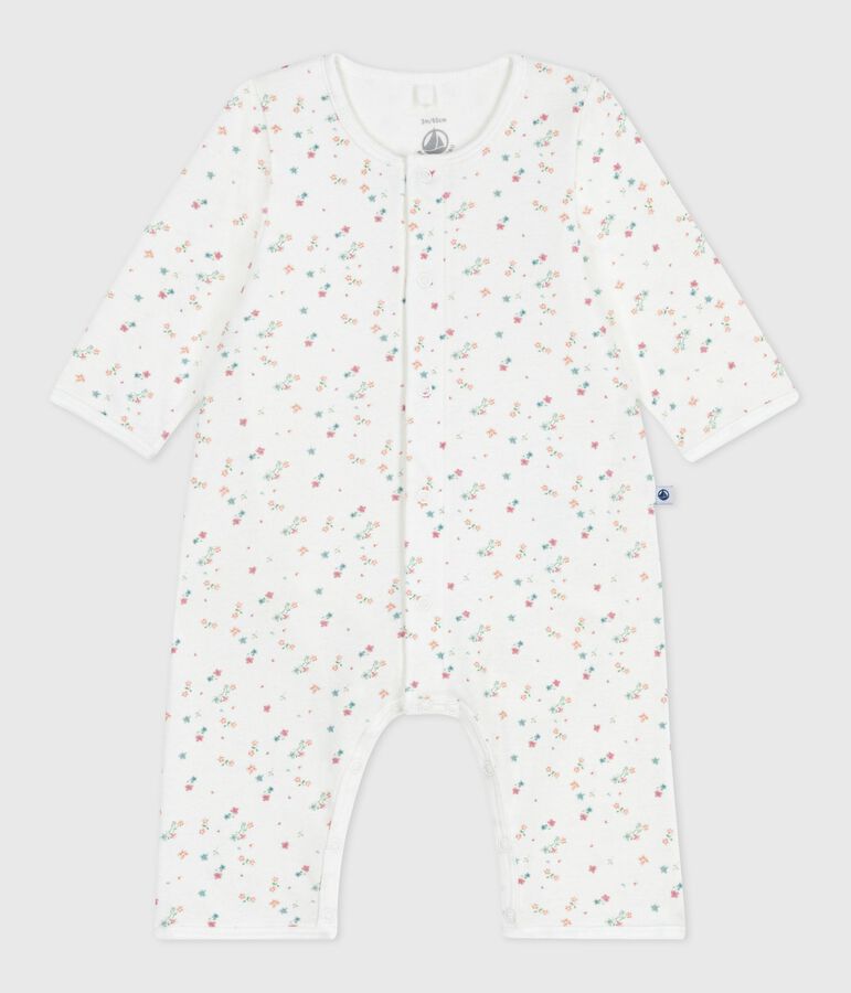 Bodyjama b&eacute;b&eacute; sans pieds en coton imprim&eacute; fleuri blanc MARSHMALLOW/blanc MULTICO