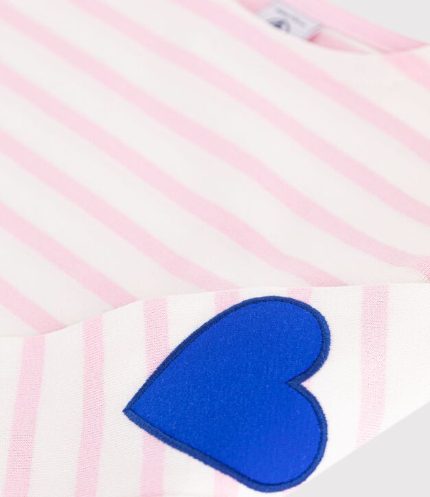 Marini&egrave;re enfant en coton &agrave; rayures rose/rose