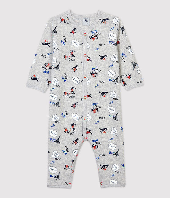 Dors-bien sans pieds bébé Paris en coton biologique gris BELUGA/blanc MULTICO
