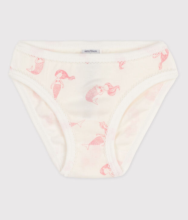 Culotte petite fille en coton blanc/rose