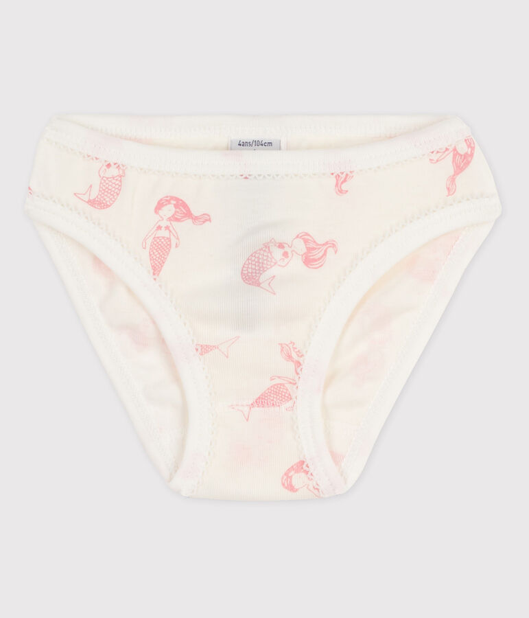 Culotte petite fille en coton blanc MARSHMALLOW/rose ROSE