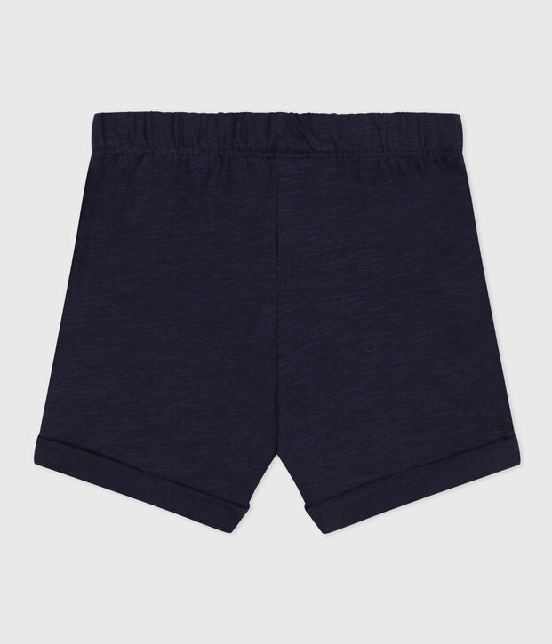 Short b&eacute;b&eacute; en jersey flamm&eacute; uni bleu