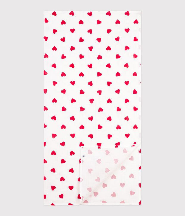 Lange b&eacute;b&eacute; en coton imprim&eacute; c&oelig;ur rouge blanc/rouge