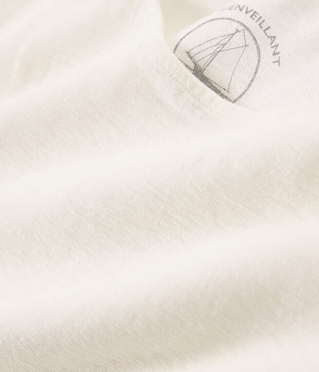 Tee-shirt manches courtes femme en lin blanc