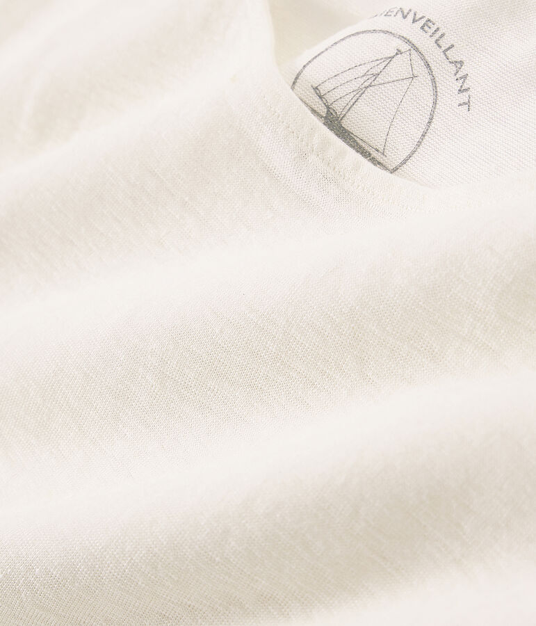 Tee-shirt manches courtes femme en lin blanc