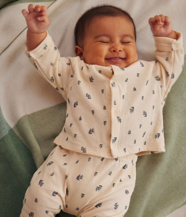 Ensemble 2 pi&egrave;ce en tubique b&eacute;b&eacute; &eacute;cru/multicouleur