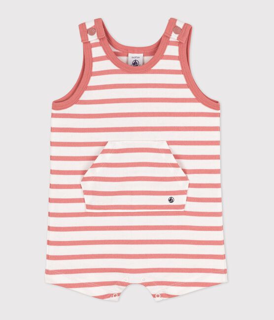 Combinaison courte bébé en jersey épais blanc MARSHMALLOW/ PAPAYE